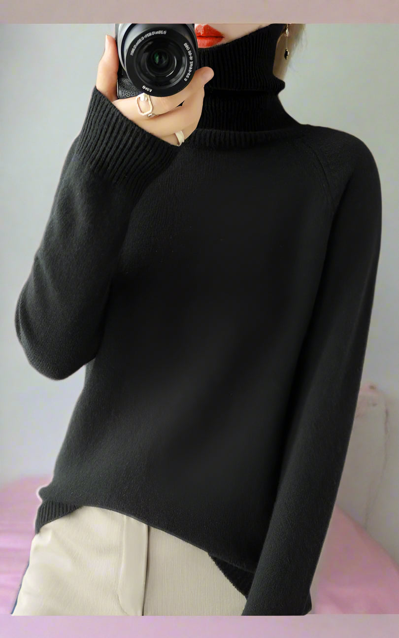 Dam Kashmirstickad Tröja Lång Ärmar Mysig Tidlös Design-2