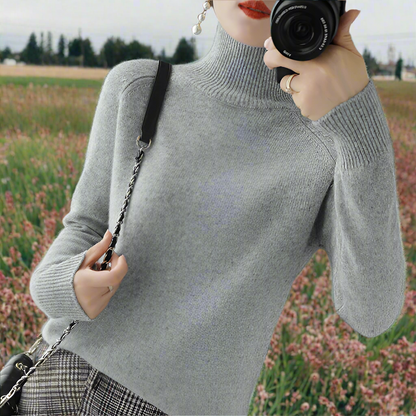 Variant image for Stickad Dam Tröja Turtleneck Ullblandning Smickrande Passform-31