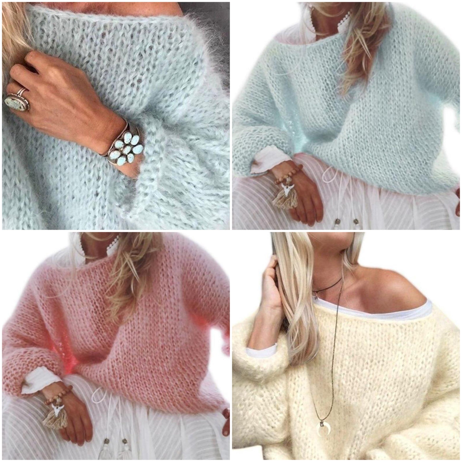 Stickad Dam Tröja Av Bomull och Polyester med Cirkulär Halsringning-2