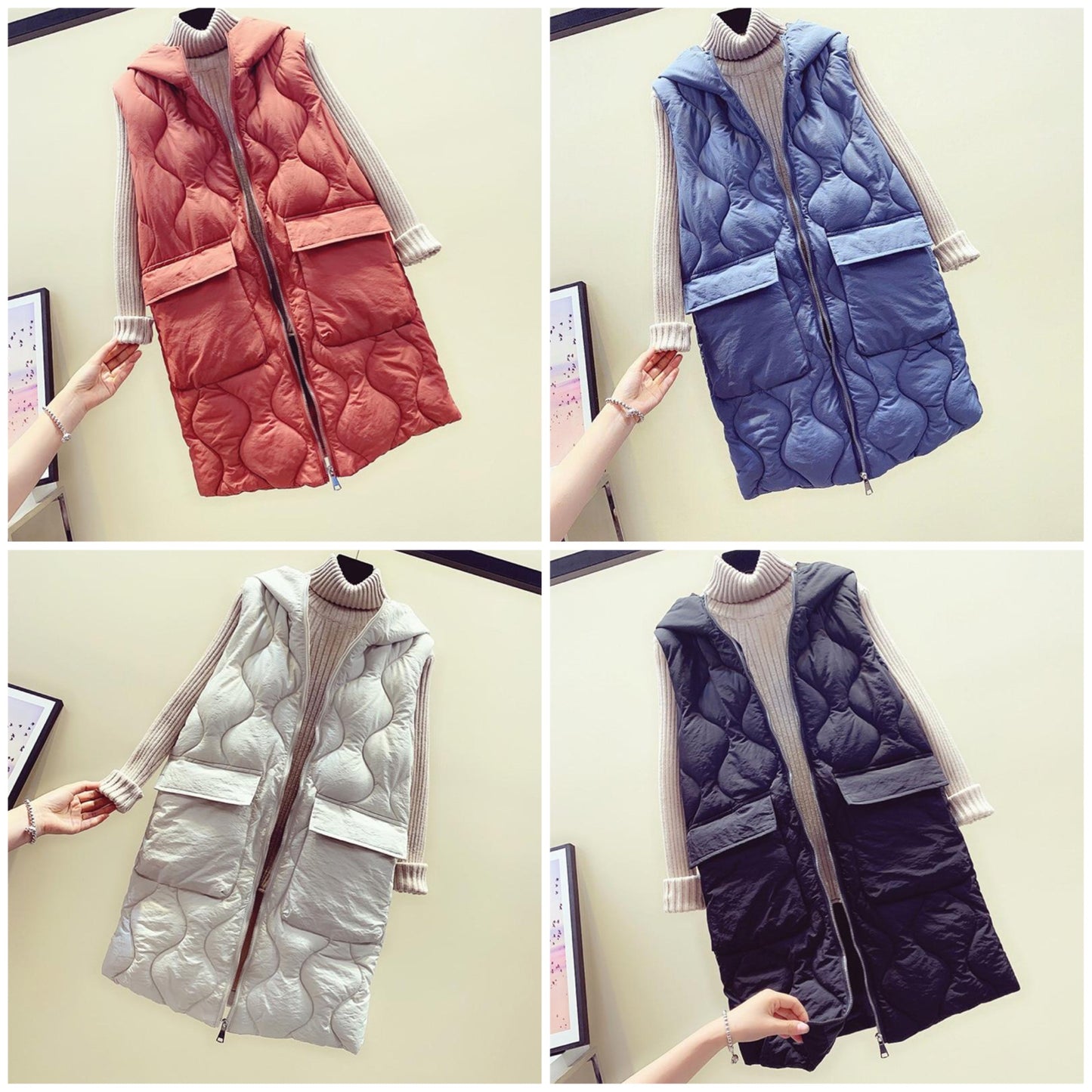 Dam Dunväst Trendig Quiltad Design 3