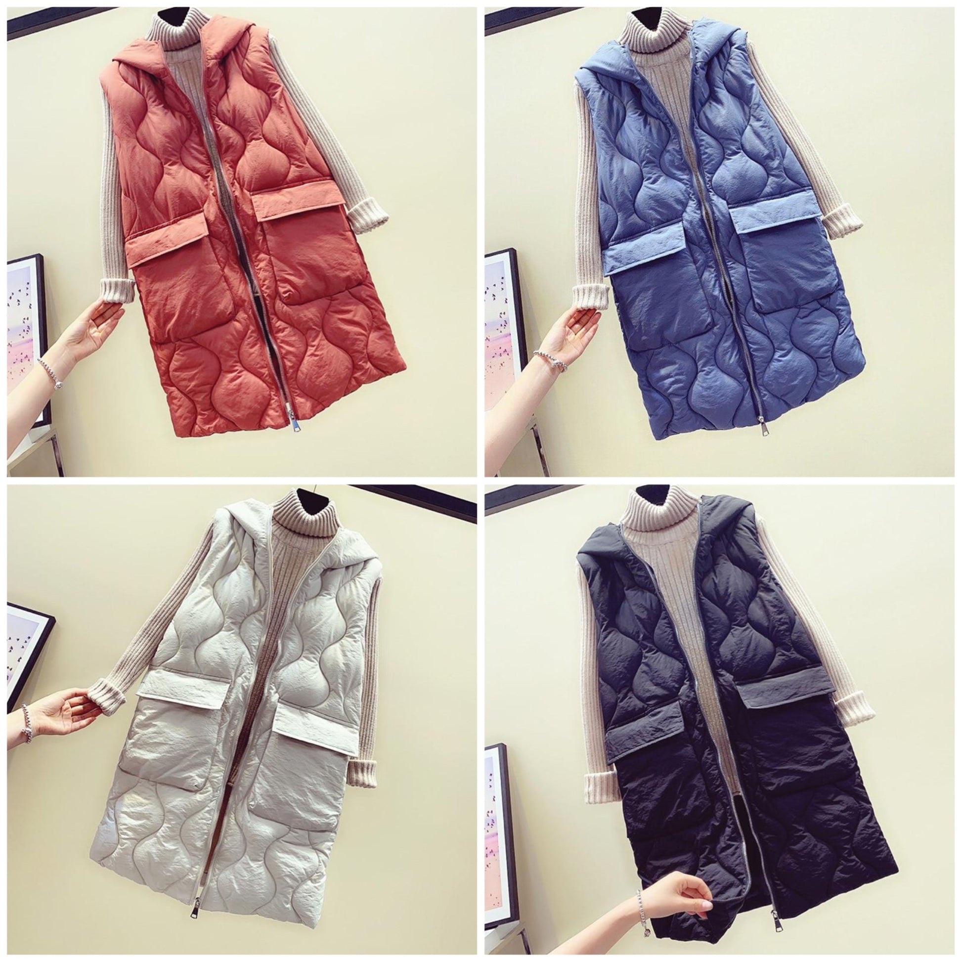 Dam Dunväst Trendig Quiltad Design 3