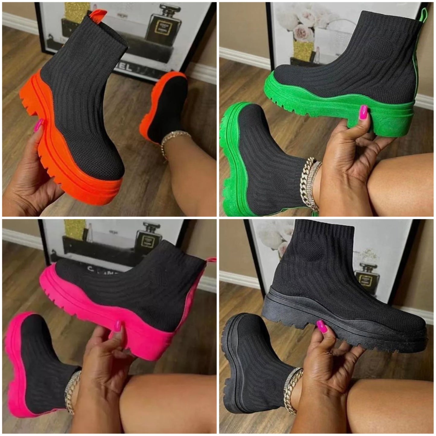 Damstövlar Chelsea Stretch Polyester med Blockhæl-2