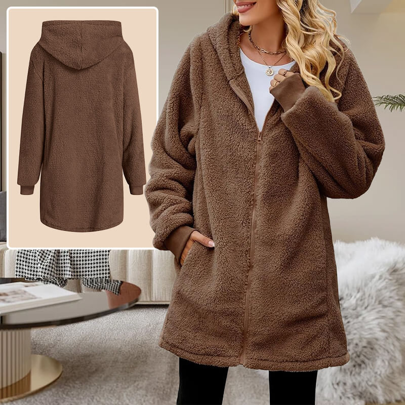 Vinterjacka Dam Fleece Med Huva för Kalla Dagar-1