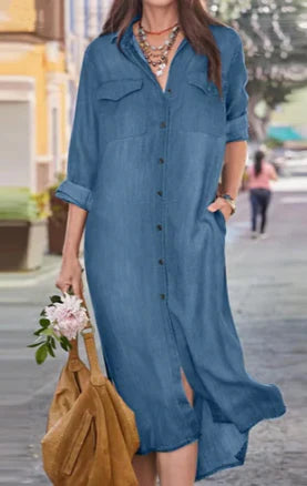 Variant image for Dam Långklänning med Långa Ärmar i Lätt Tyg för Fest och Sommar-21