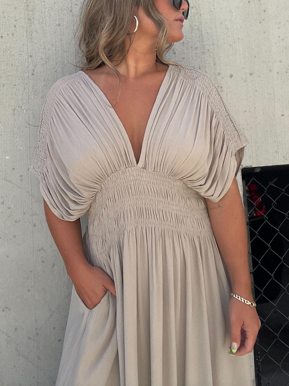 Dam Maxiklänning Flödande Design Lätt Material-4