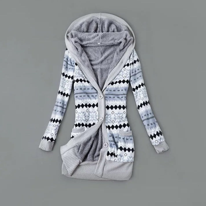 Lång Kofta Dam Mjuk Bomull och Polyester med Fickor-6