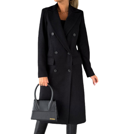 Kvinna Trench Coat Klassisk Design Polyester Bomull-1