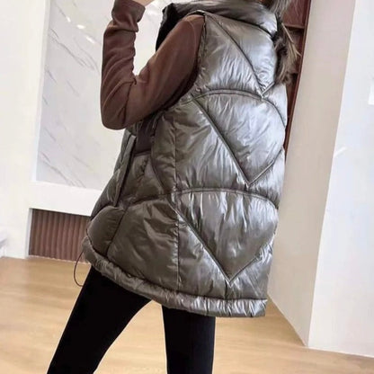 Dunväst Dam Med Huva Skräddarsydd Bomull Polyester 2