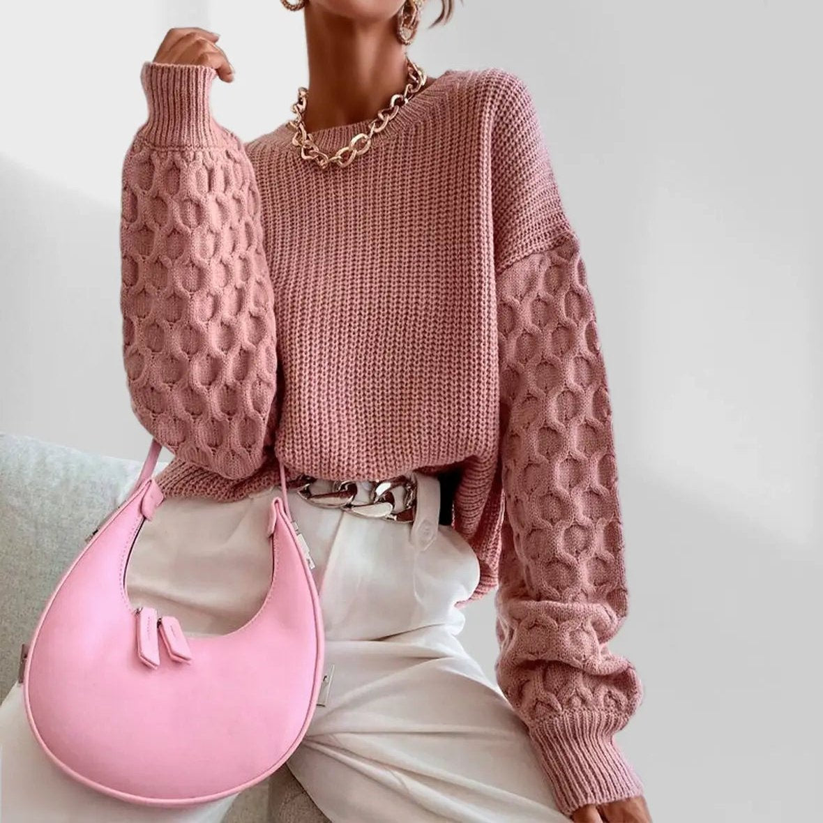 Kvinnors Vintertröja Avslappnad Mjuk Stickad Kvalitet-4