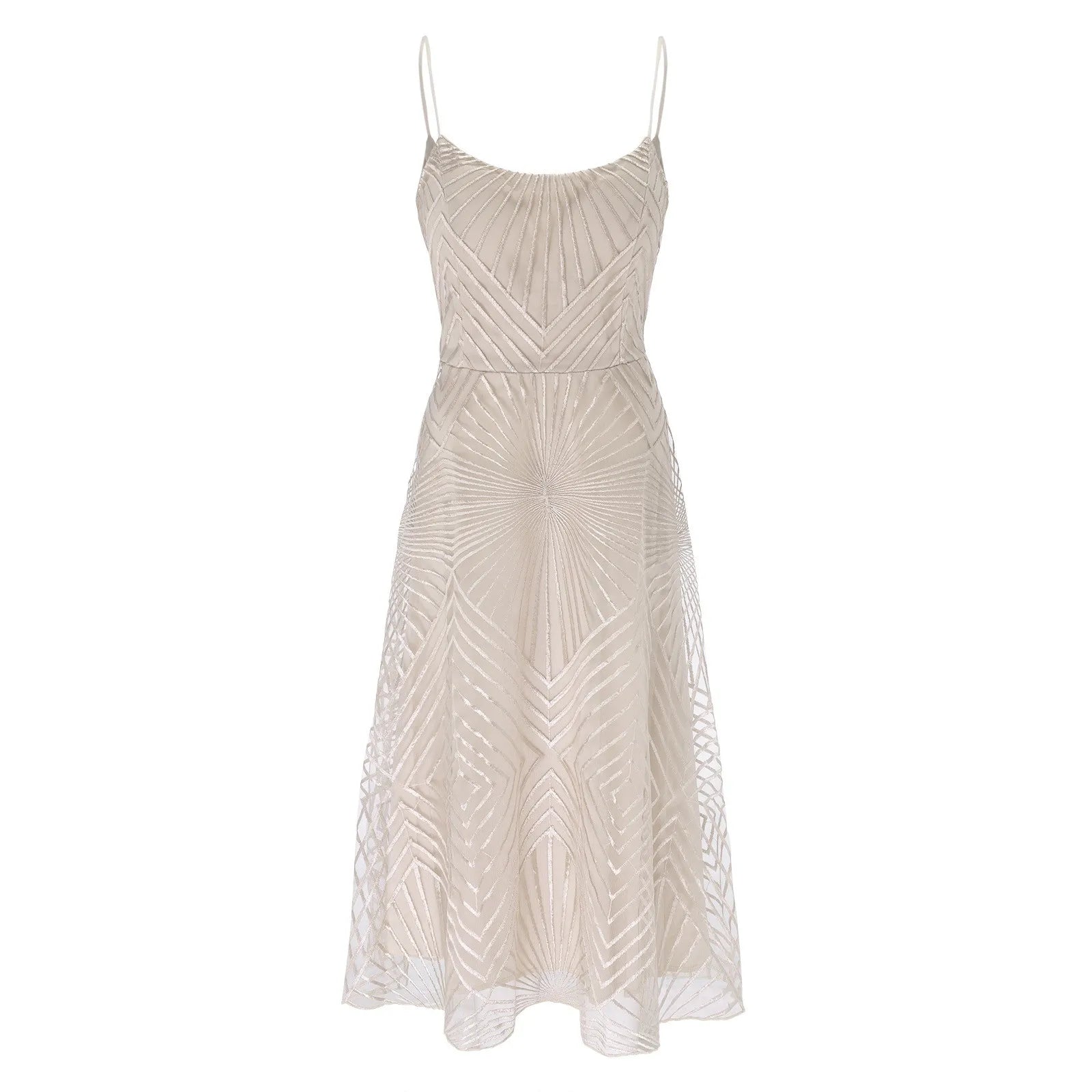 Kvinnor Aftonklänning Broderad A-linje Polyester och Bomull-5