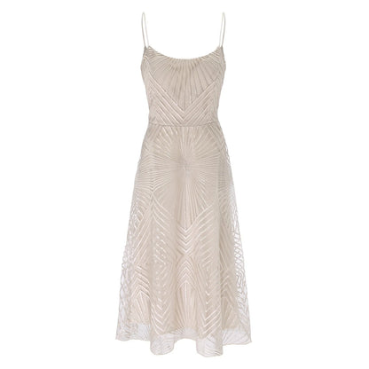 Kvinnor Aftonklänning Broderad A-linje Polyester och Bomull-5