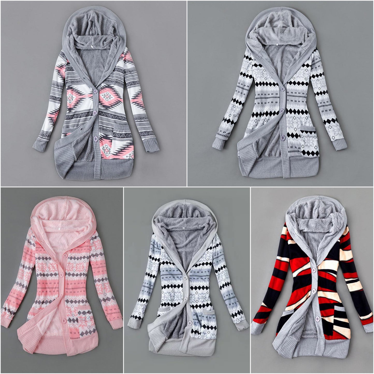 Lång Kofta Dam Mjuk Bomull och Polyester med Fickor-2