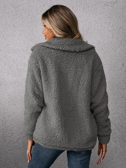 Dam Vinterjacka Lång Teddy Fleece-5