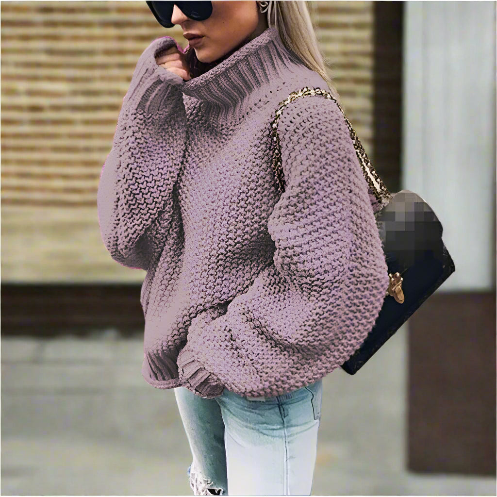 Variant image for Herr Överdimensionerad Sticktröja Hög Hals Akrylblandning-73