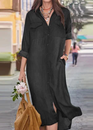 Kvinnors Långärmad Klänning Lätt Tyg Elegant Stil-1