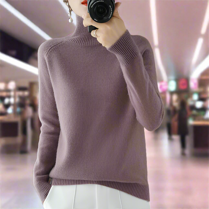 Variant image for Stickad Dam Tröja Turtleneck Ullblandning Smickrande Passform-11