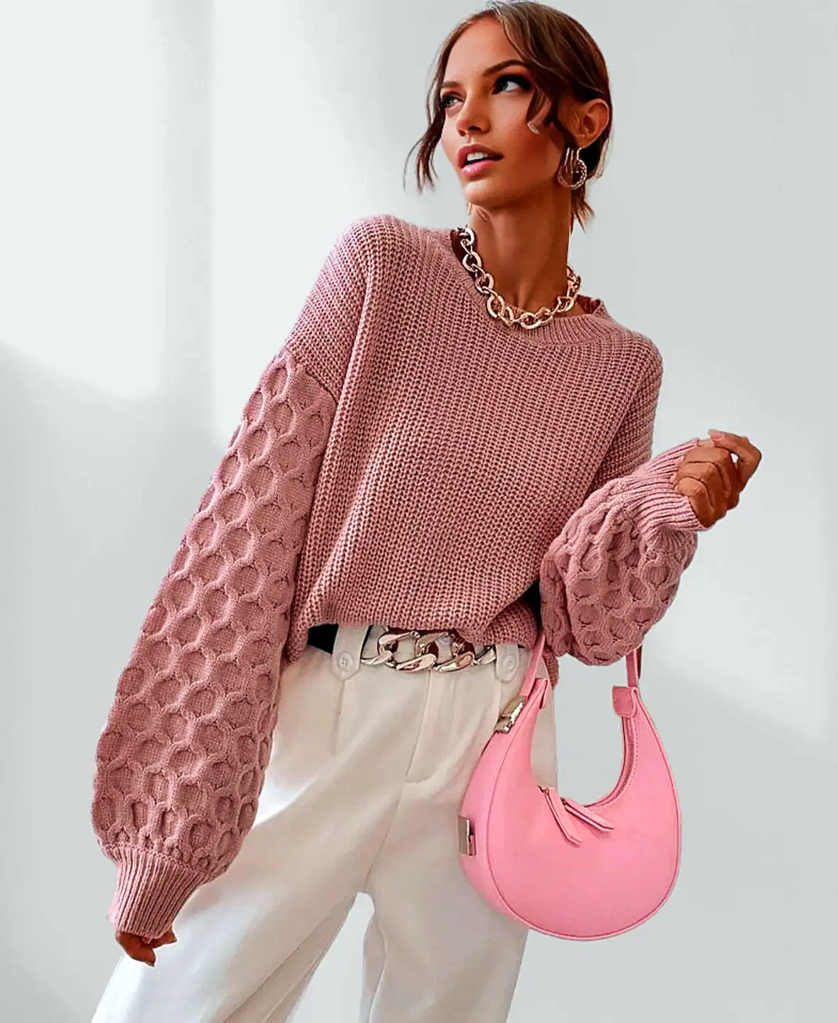 Kvinnors Pullover Tröja Fleece Modern Snitt-3