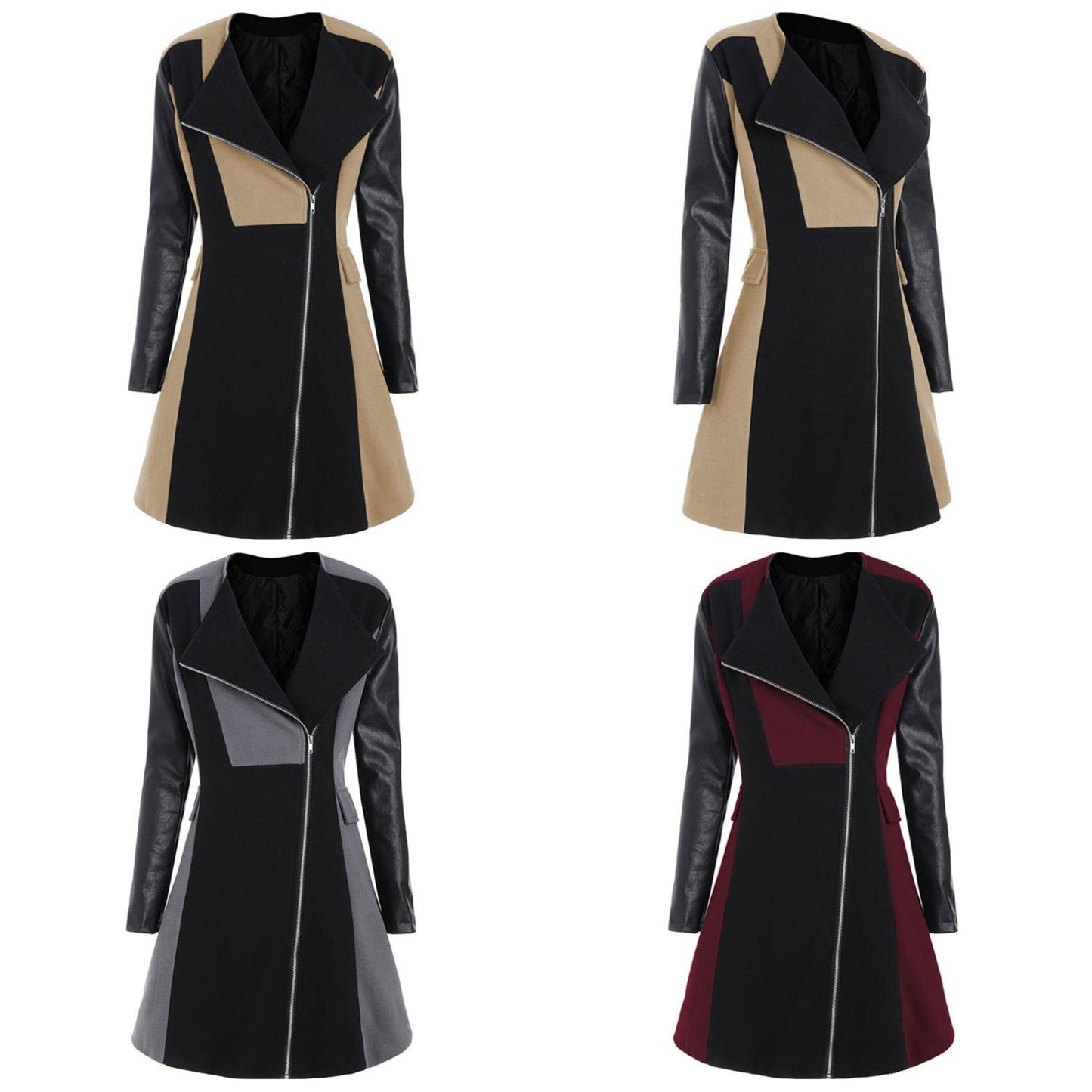 Dam Fritidsrock Två-Ton Bomull Polyester Lång Snitt-5