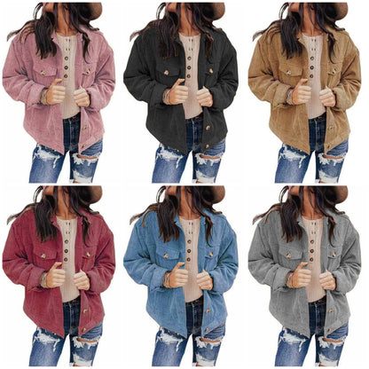 Damer Överdimensionerad Skjortajacka Sammet 2