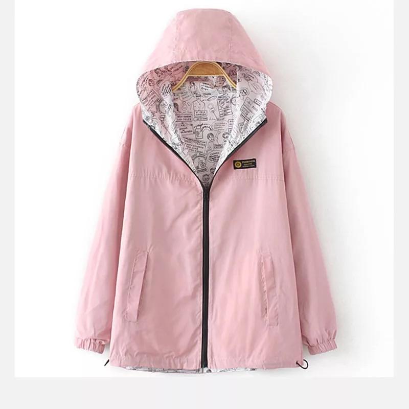 Vändbar Damjacka 2-i-1 i Polyester – Andningsbar Vindjacka med Fickor för Damer 7