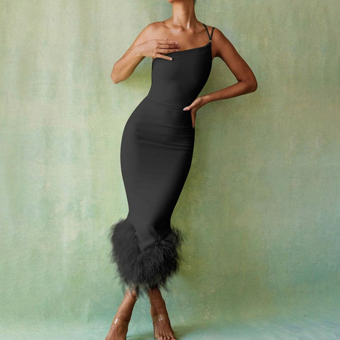 Variant image for Damklänning En Axel Asymmetrisk Design Högkvalitativ Polyester-6