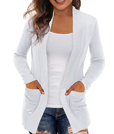 Variant image for Lång Kofta Dam Öppen Front Stickad Mjuk Med Fickor-31