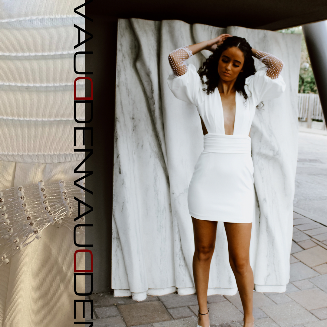 Kvinna Miniklänning Djup Halsringning Glittrig Polyesterblandning 4