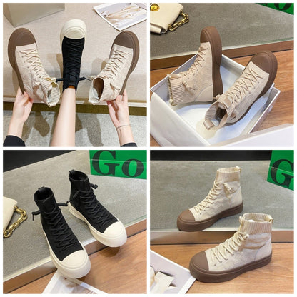 Dam Sneakers Hög Axel Stretchig Bomull för Komfort och Stil-6