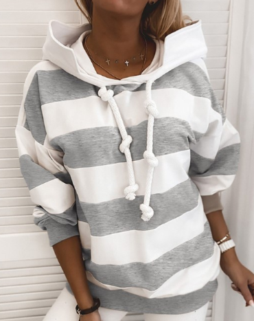 Variant image for Kvinnors Hoodie Randig Maritim Design Hållbart Material-6