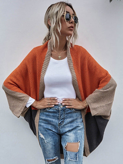 Dam Cardigan Fladdermusärmar Stickad Polyester Bomull-4