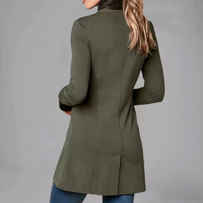 Lång Vinterrock Dam Med Halsdukkrage Bomull Polyester 4
