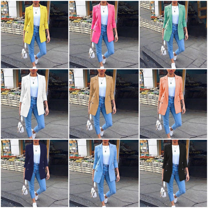 Dam Blazer Lång Midja Snitt Bomull Polyester-2