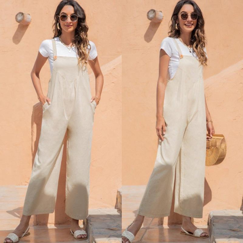 Dam Jumpsuit Justerbara Spaghettiband Bomull Polyester Elegant Design-6
