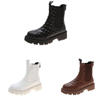 Dam Stövlar Hög Axel Eco Leather Elastiska Insatser för Komfort-4