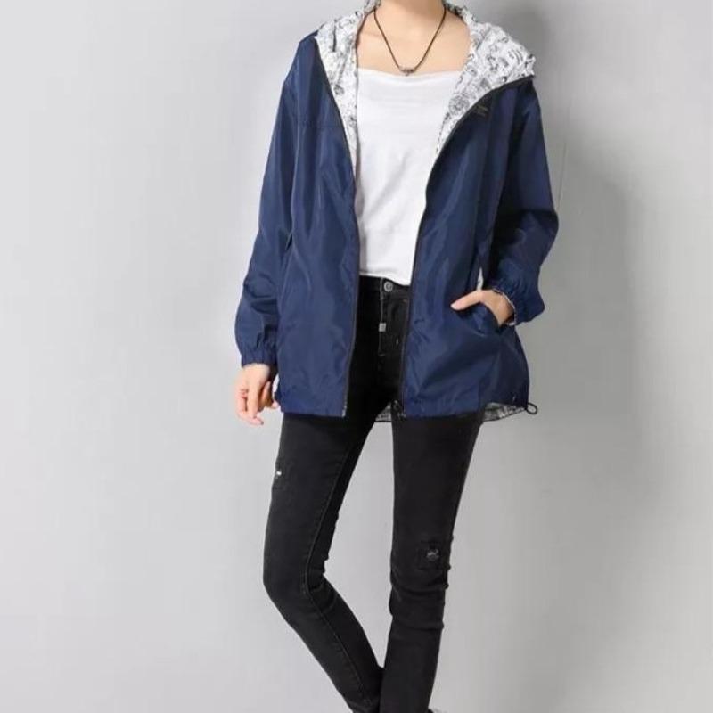 Vändbar Damjacka 2-i-1 i Polyester – Andningsbar Vindjacka med Fickor för Damer 4