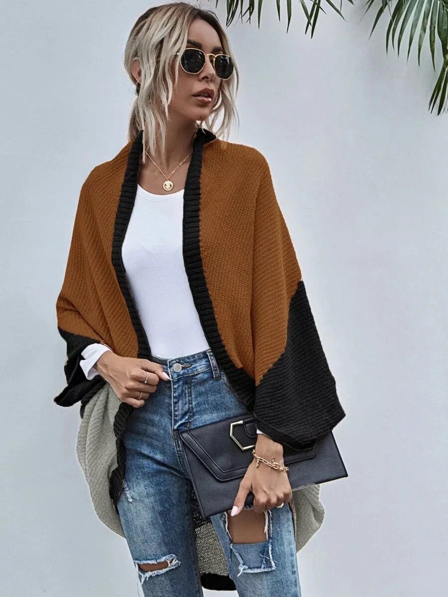 Dam Cardigan Fladdermusärmar Stickad Polyester Bomull-6