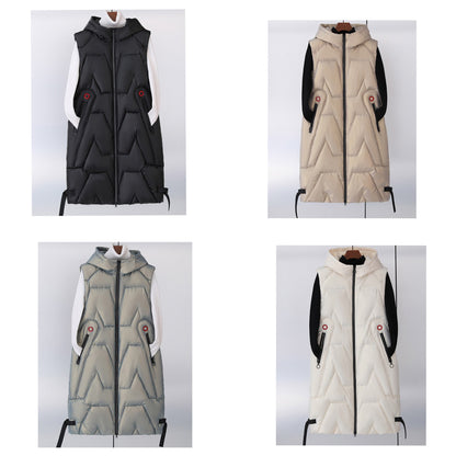Dunväst Dam Quiltad Med Huva Polyester-4