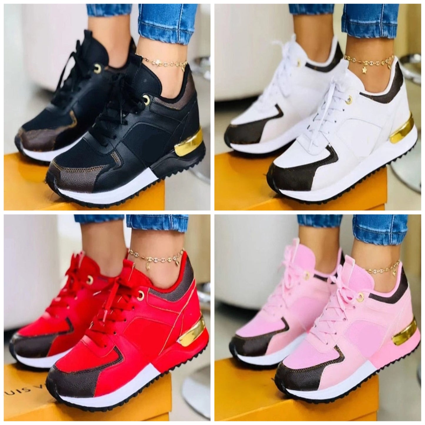 Herr Sneakers Trendig Syntetisk Läder för Avslappnad och Aktiv Användning-2