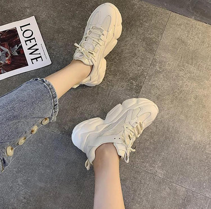 Dam Platågymnastikskor Trendigt 90-talsutseende Hållbart Läder Neopren-3