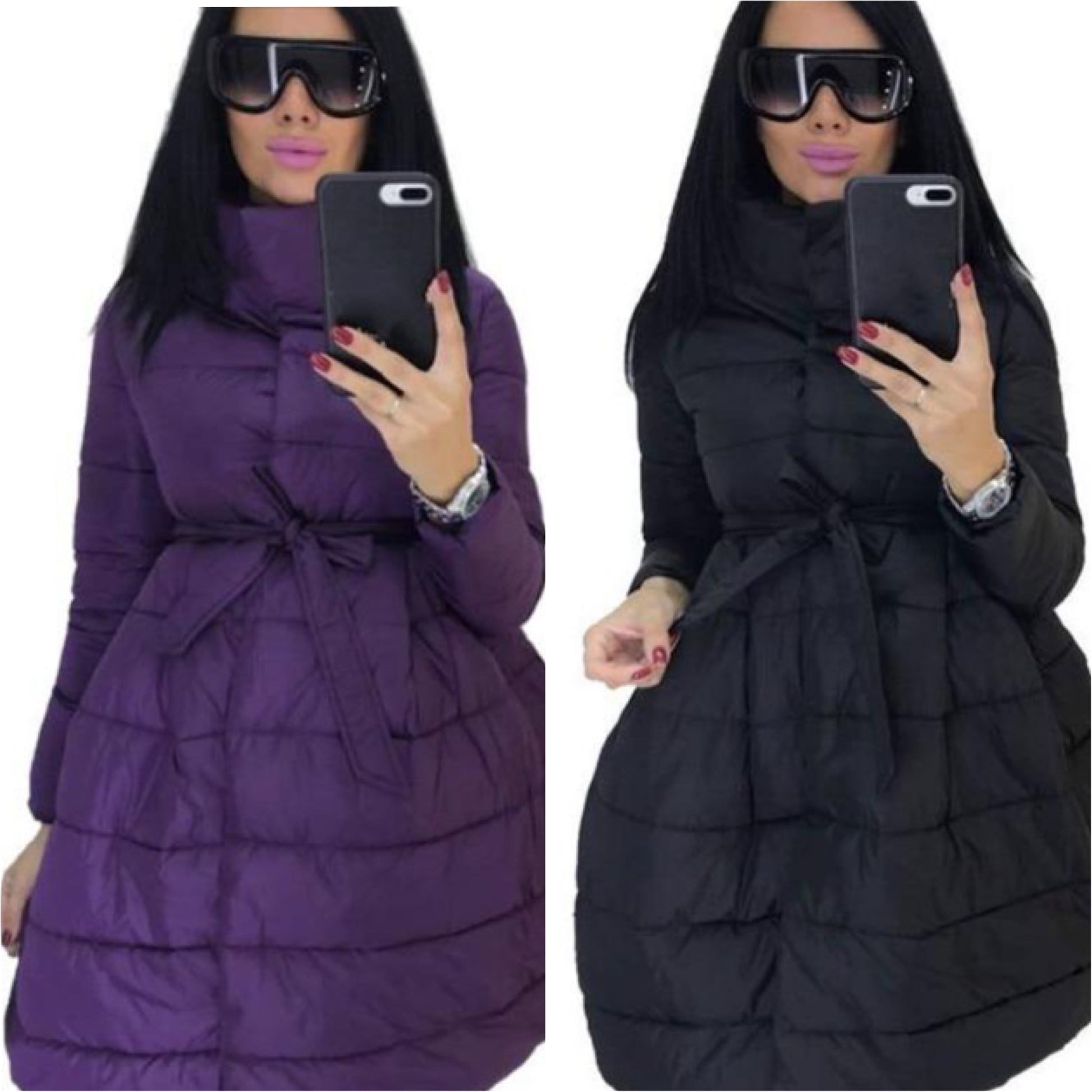 Damjacka A-format med Midjebälte i Bomull och Polyester-2