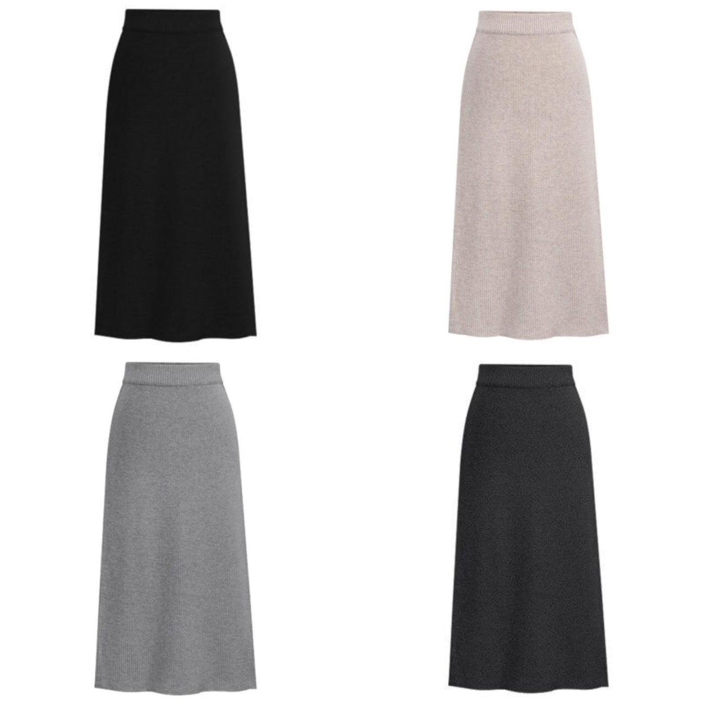 Dam Midi Kjol Figursydd Ribbad Bomull Polyester-3