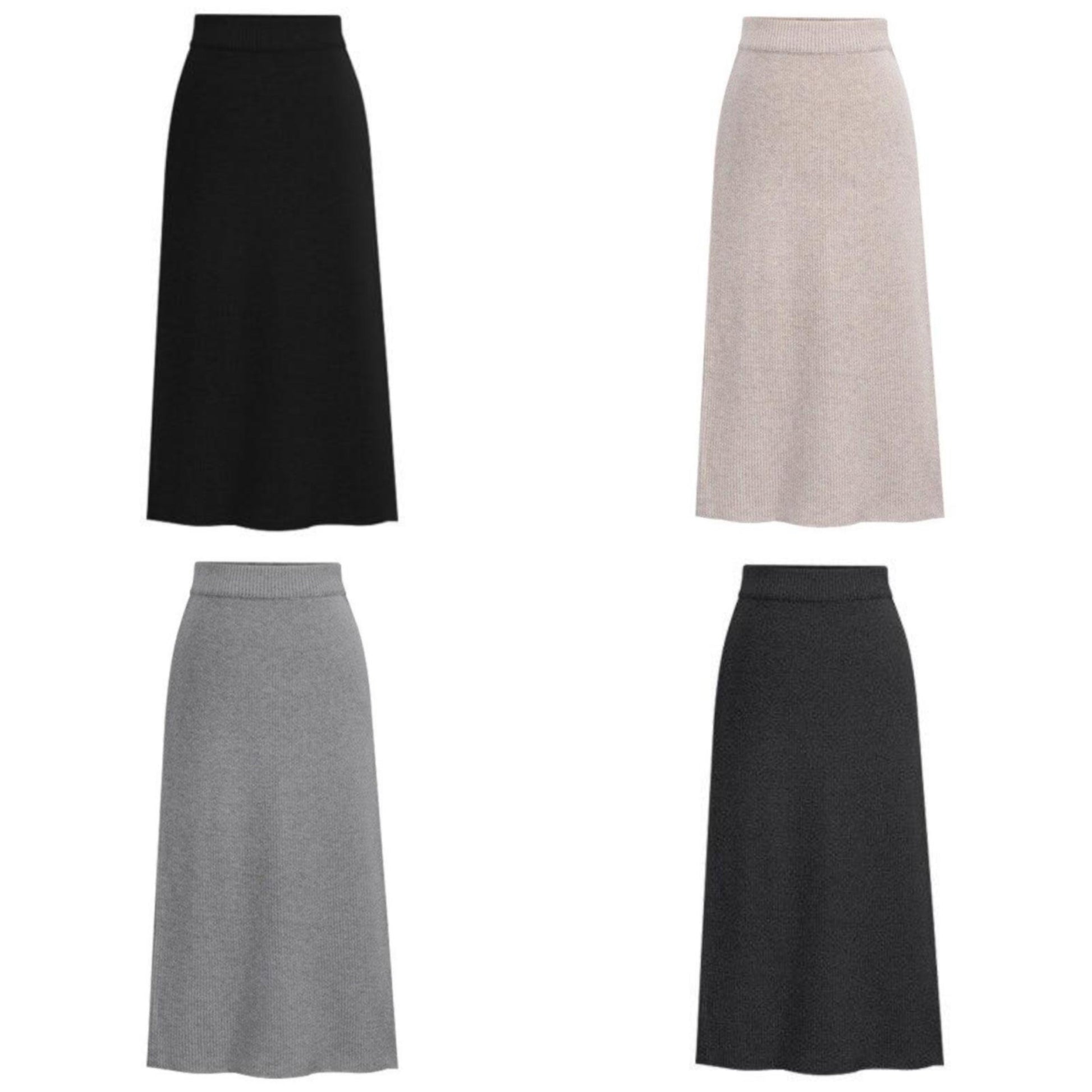 Dam Midi Kjol Figursydd Ribbad Bomull Polyester-3