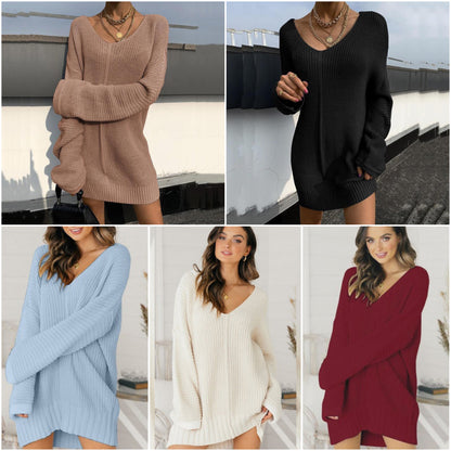 Knälång Stickad Damklänning med Långa Klockärmar – Fina Dam Klänningar i Mjuk Kvalitet 4