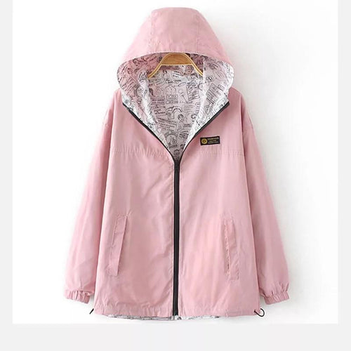 Vändbar Damjacka 2-i-1 i Polyester – Andningsbar Vindjacka med Fickor för Damer 1