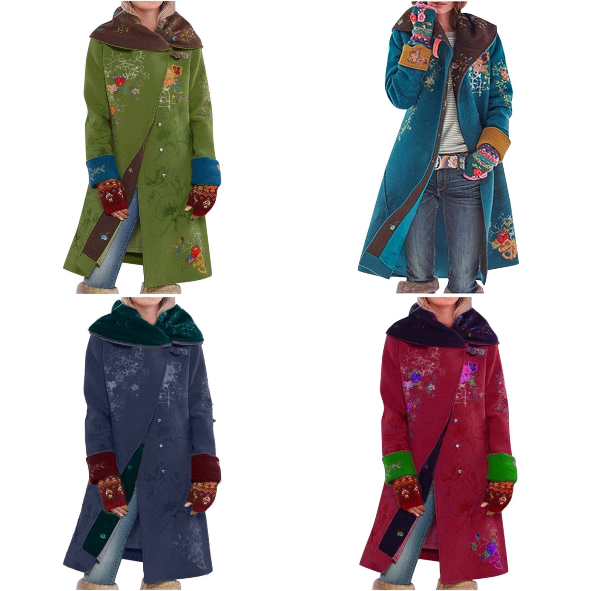 Dam Kappa Blommönster Asymmetrisk Design Bekväm Bomull Polyester-2