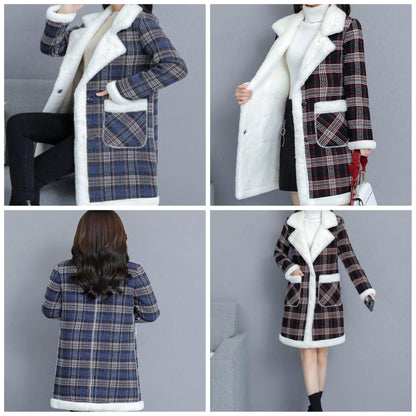 Dam Caromatel Rakt Snitt Skotskt Mönster Polyester Bomull Med Teddyfyllning-5