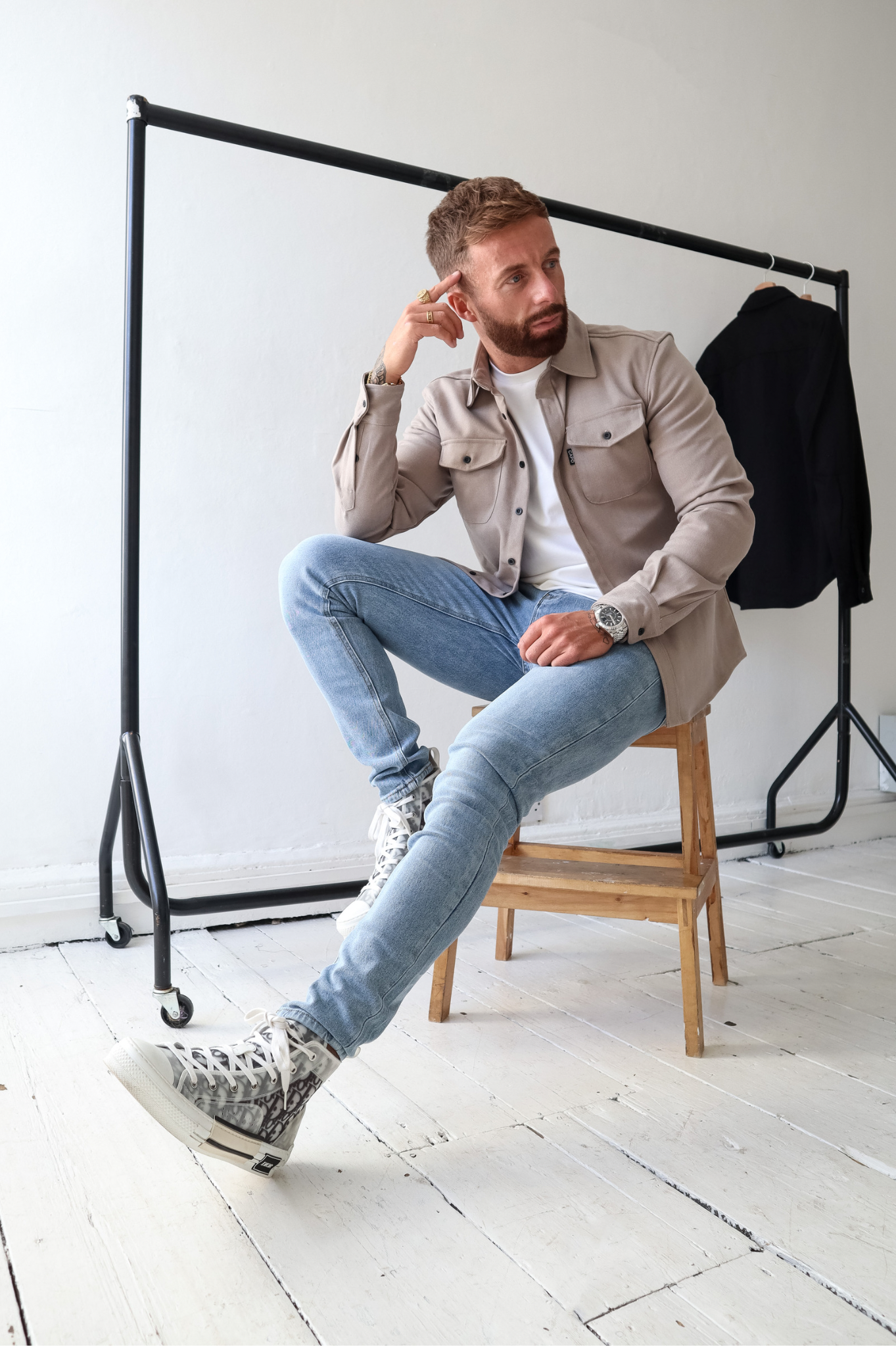 Herrskjorta Långa Ärmar Figur-Kramande Polyester Elasthan-5