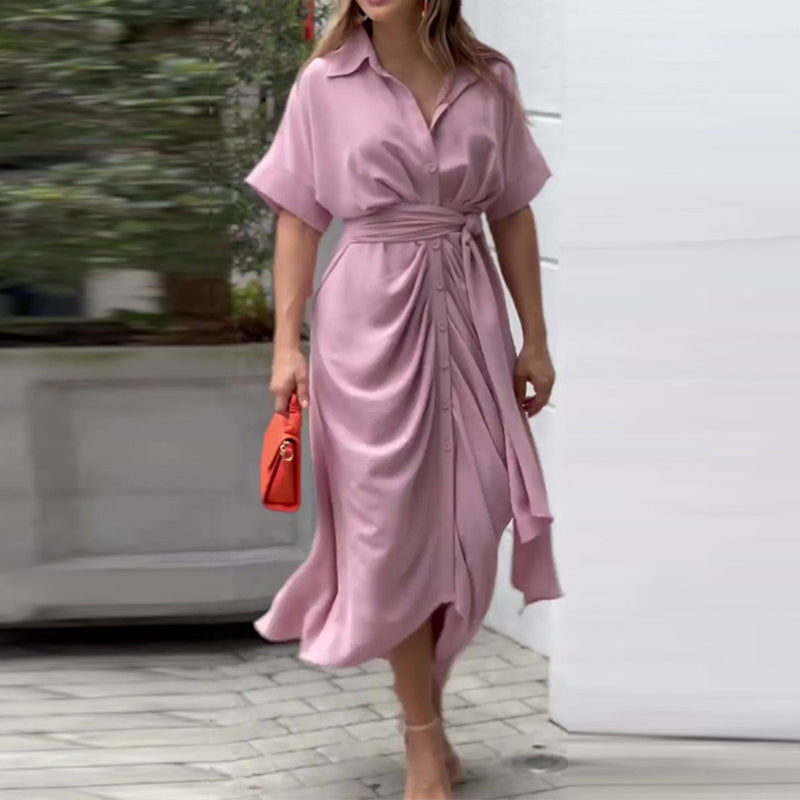 Damenkleid aus Leinen mit Fließendem Schnitt – Lässiges Festliches Kleid für Sommer, Größe S-XL, Beige 14
