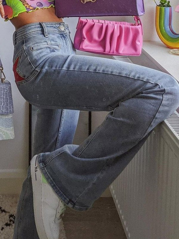 Dam Jeans Slim Fit Stretch med Stjärndetaljer-6