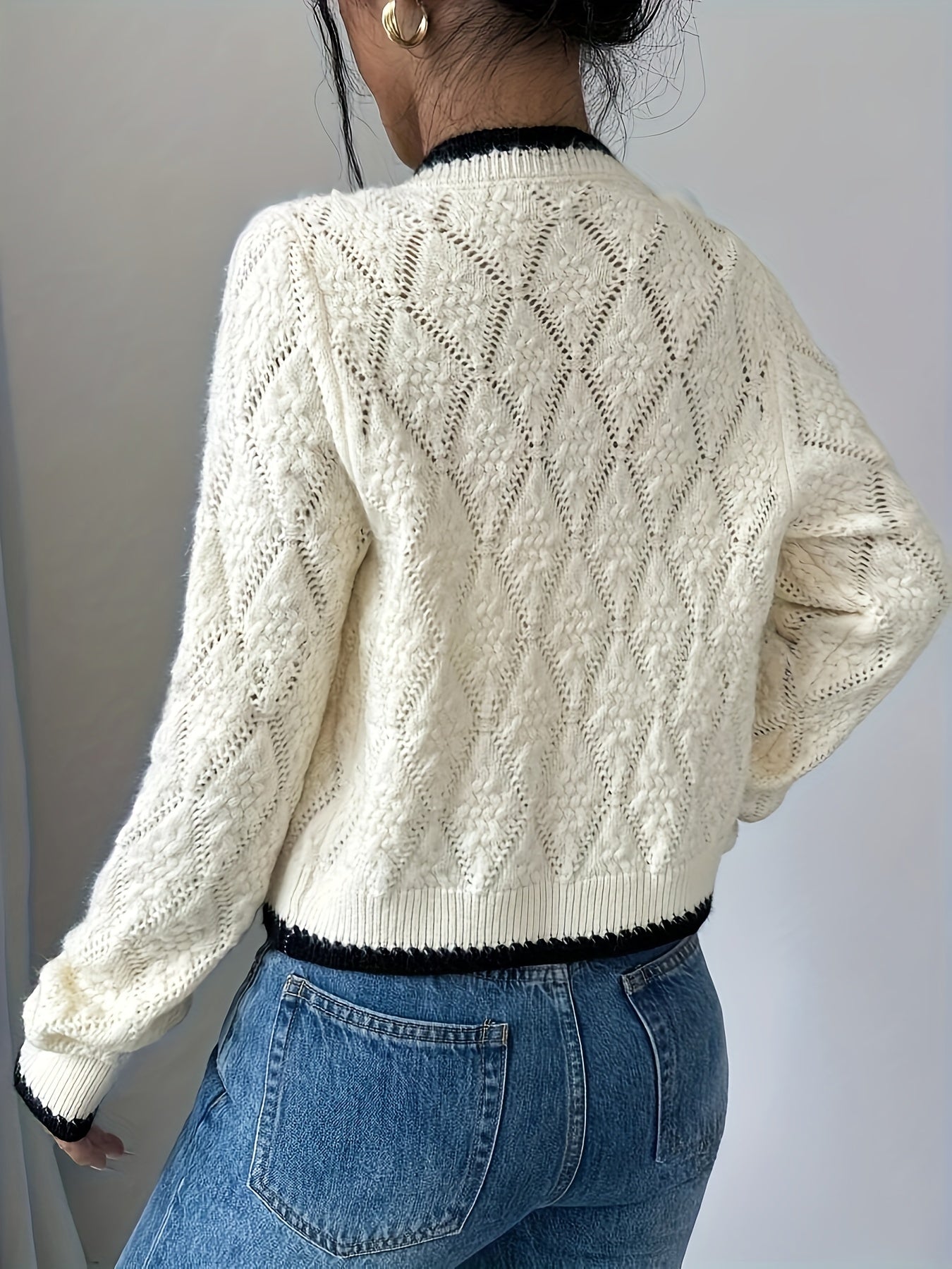 Kvinnors V-ringad Tröja Mjuk Bomull-3